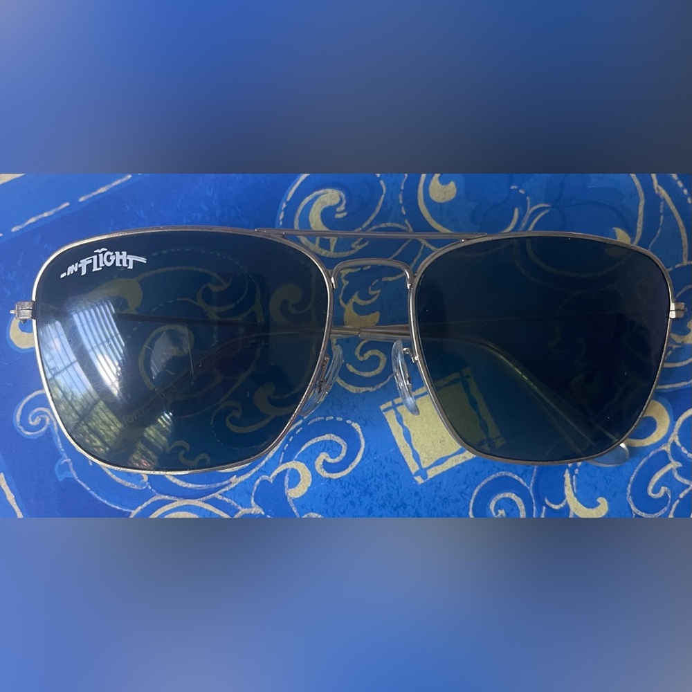 INFLIGHT Pilot Black Gold Sunglasses Aviator Vintage Double Bridge Celebrity